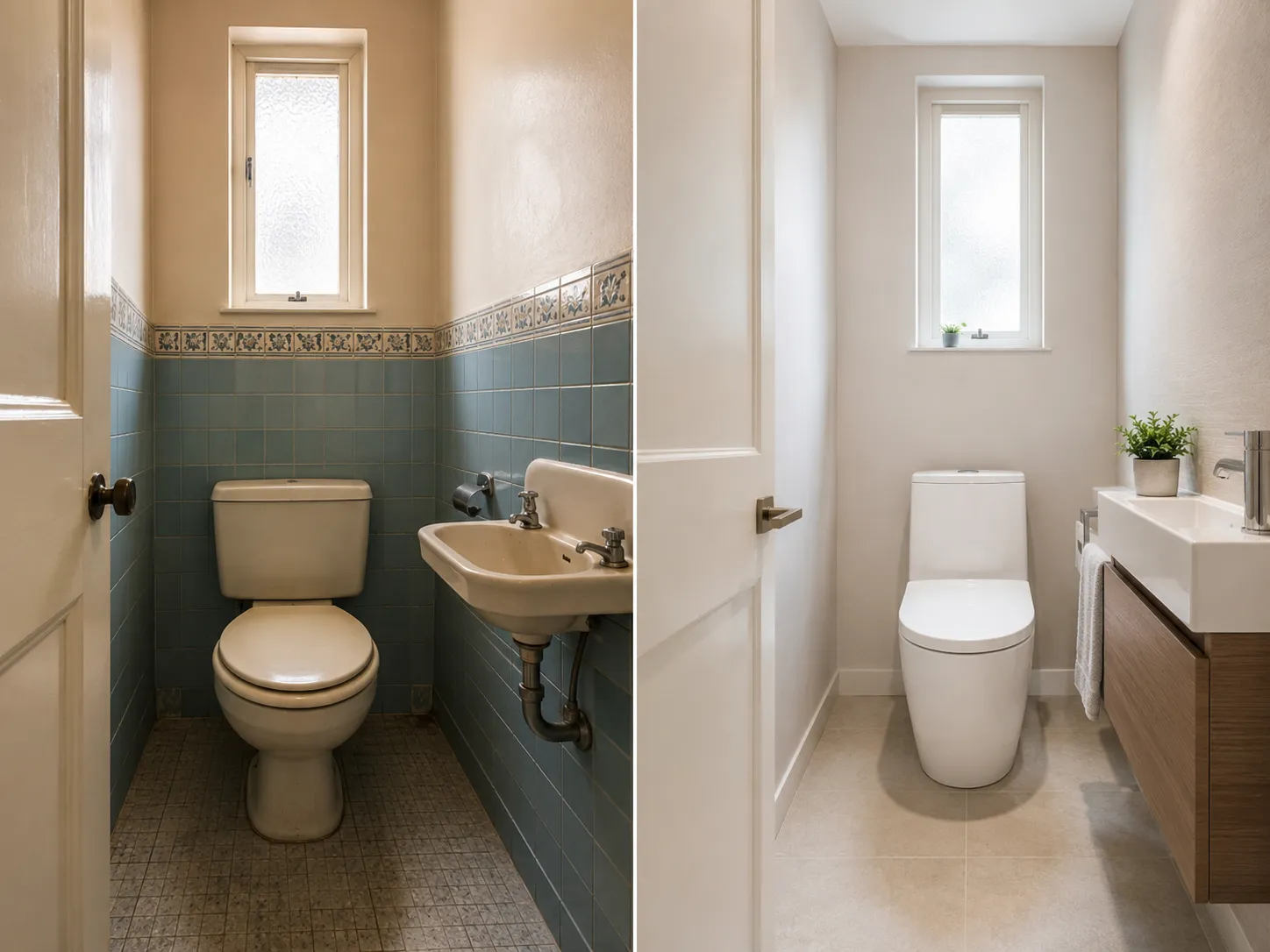 Avant après rénovation WC par Bony Plomberie